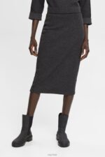 Esprit Rib knit pencil skirt Women Anthracite Skirts P0D0X431