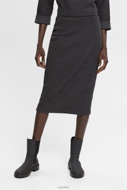 Esprit Rib knit pencil skirt Women Anthracite Skirts P0D0X431