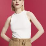 Esprit Rib knit tank top Women Off White Tank P0D0X93