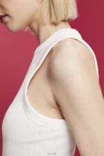 Esprit Rib knit tank top Women Off White Tank P0D0X93 - Image 3