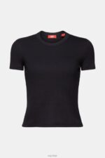 Esprit Ribbed jersey t-shirt Women Black T-Shirts P0D0X1 - Image 5