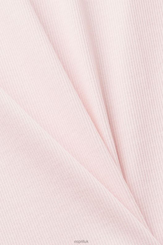 Esprit Ribbed jersey t-shirt Women Pastel Pink T-Shirts P0D0X2 - Image 4
