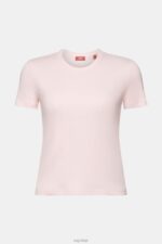 Esprit Ribbed jersey t-shirt Women Pastel Pink T-Shirts P0D0X2 - Image 5