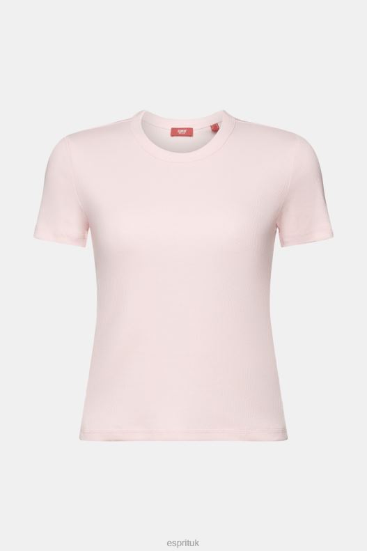 Esprit Ribbed jersey t-shirt Women Pastel Pink T-Shirts P0D0X2 - Image 5