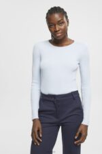 Esprit Ribbed jumper Women Pastel Blue Sweaters P0D0X274