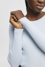 Esprit Ribbed jumper Women Pastel Blue Sweaters P0D0X274 - Image 3