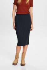 Esprit Ribbed Knit Midi Skirt Women Petrol Blue Skirts P0D0X21