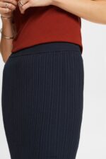 Esprit Ribbed Knit Midi Skirt Women Petrol Blue Skirts P0D0X21 - Image 3