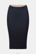 Esprit Ribbed Knit Midi Skirt Women Petrol Blue Skirts P0D0X21 - Image 5