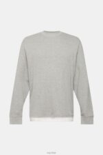 Esprit Ribbed long sleeve top Men Light Grey Long Sleeve P0D0X817 - Image 5