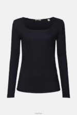 Esprit Ribbed long sleeve top Women Black Long Sleeve P0D0X88 - Image 5