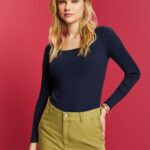 Esprit Ribbed long sleeve top Women Navy Long Sleeve P0D0X90