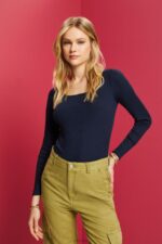 Esprit Ribbed long sleeve top Women Navy Long Sleeve P0D0X90
