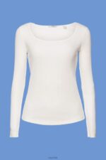 Esprit Ribbed long sleeve top Women Off White Long Sleeve P0D0X89 - Image 5