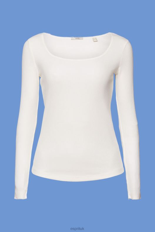Esprit Ribbed long sleeve top Women Off White Long Sleeve P0D0X89 - Image 5