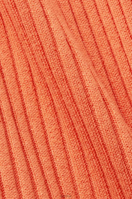 Esprit Ribbed, sleeveless jumper, linen blend Women Coral Orange Sweaters P0D0X110 - Image 4