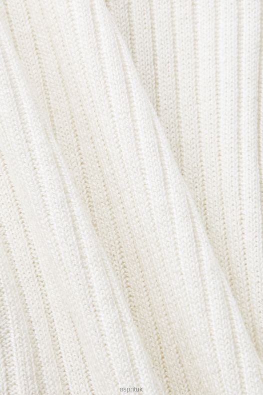 Esprit Ribbed, sleeveless jumper, linen blend Women Off White Sweaters P0D0X108 - Image 4