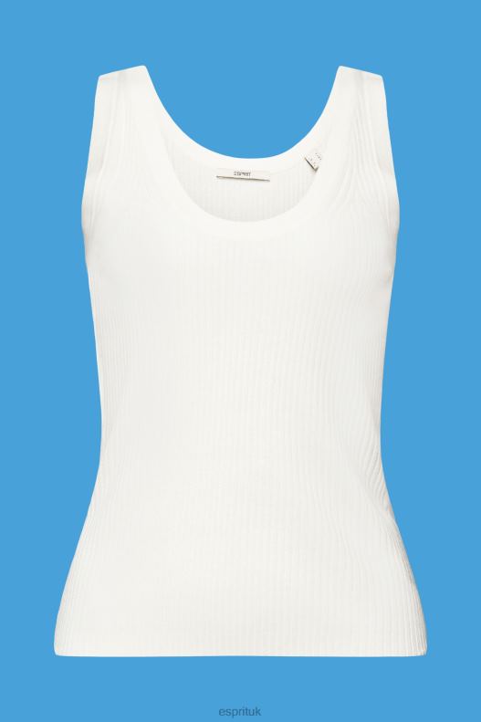 Esprit Ribbed, sleeveless jumper, linen blend Women Off White Sweaters P0D0X108 - Image 5