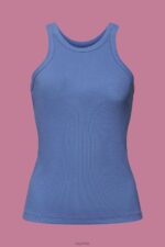 Esprit Ribbed tank top Women Grey Blue Tank P0D0X284 - Image 5