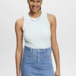 Esprit Ribbed tank top Women Light Aqua Green Tank P0D0X303