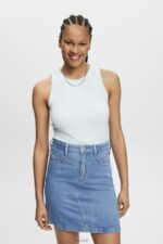Esprit Ribbed tank top Women Light Aqua Green Tank P0D0X303