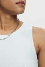 Esprit Ribbed tank top Women Light Aqua Green Tank P0D0X303 - Image 3