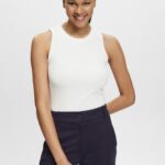 Esprit Ribbed tank top Women Off White Tank P0D0X301