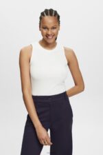 Esprit Ribbed tank top Women Off White Tank P0D0X301