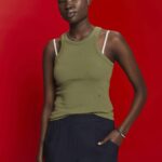 Esprit Ribbed tank top Women Olive Tank P0D0X283