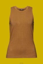 Esprit Ribbed tank top Women Pale Khaki Tank P0D0X302 - Image 5