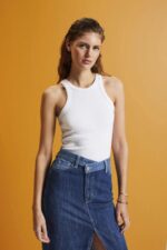 Esprit Ribbed tank top Women White Tank P0D0X281