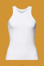 Esprit Ribbed tank top Women White Tank P0D0X281 - Image 5