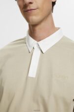 Esprit Rugby shirt with embroidered logo Men Dusty Green Long Sleeve P0D0X720 - Image 3
