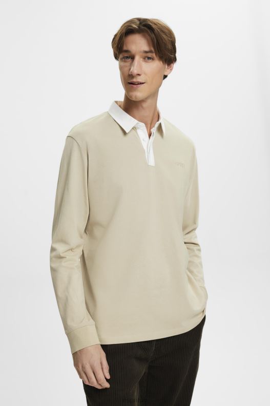 Esprit Rugby shirt with embroidered logo Men Dusty Green Long Sleeve P0D0X720 - Image 1