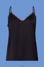 Esprit Satin camisole with lace trim, LENZING ECOVERO Women Black Top P0D0X136 - Image 5