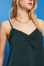 Esprit Satin strappy top Women Dark Teal Green Top P0D0X356 - Image 3
