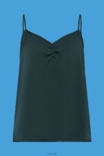 Esprit Satin strappy top Women Dark Teal Green Top P0D0X356 - Image 5