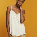 Esprit Satin strappy top Women Light Taupe Top P0D0X355