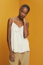 Esprit Satin strappy top Women Light Taupe Top P0D0X355