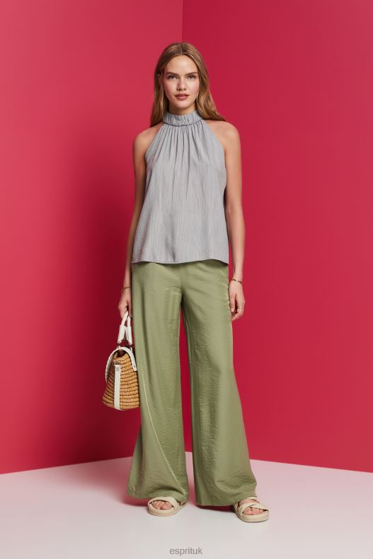 Esprit Satin wide leg trousers Women Light Khaki Trousers & Pants P0D0X91 - Image 2