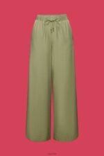 Esprit Satin wide leg trousers Women Light Khaki Trousers & Pants P0D0X91 - Image 5