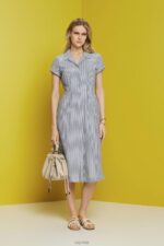 Esprit Seersucker shirt dress, 100% cotton Women Navy Dresses P0D0X179 - Image 2