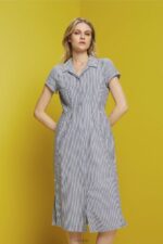 Esprit Seersucker shirt dress, 100% cotton Women Navy Dresses P0D0X179