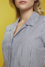 Esprit Seersucker shirt dress, 100% cotton Women Navy Dresses P0D0X179 - Image 3