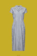 Esprit Seersucker shirt dress, 100% cotton Women Navy Dresses P0D0X179 - Image 5