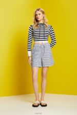 Esprit Seersucker shorts with stripes, 100% cotton Women Navy Shorts P0D0X96 - Image 2