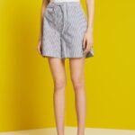 Esprit Seersucker shorts with stripes, 100% cotton Women Navy Shorts P0D0X96