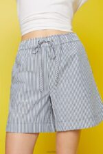 Esprit Seersucker shorts with stripes, 100% cotton Women Navy Shorts P0D0X96 - Image 3