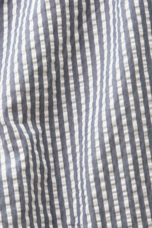 Esprit Seersucker shorts with stripes, 100% cotton Women Navy Shorts P0D0X96 - Image 4