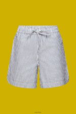 Esprit Seersucker shorts with stripes, 100% cotton Women Navy Shorts P0D0X96 - Image 5